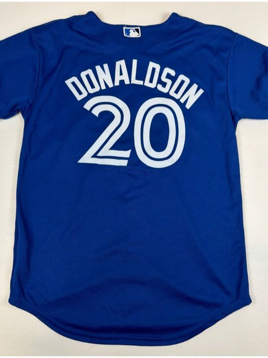 Majestic Youth Large (14/16) Josh Donaldson Toronto Blue Jays Jersey Blue Retro - Picture 2 of 9